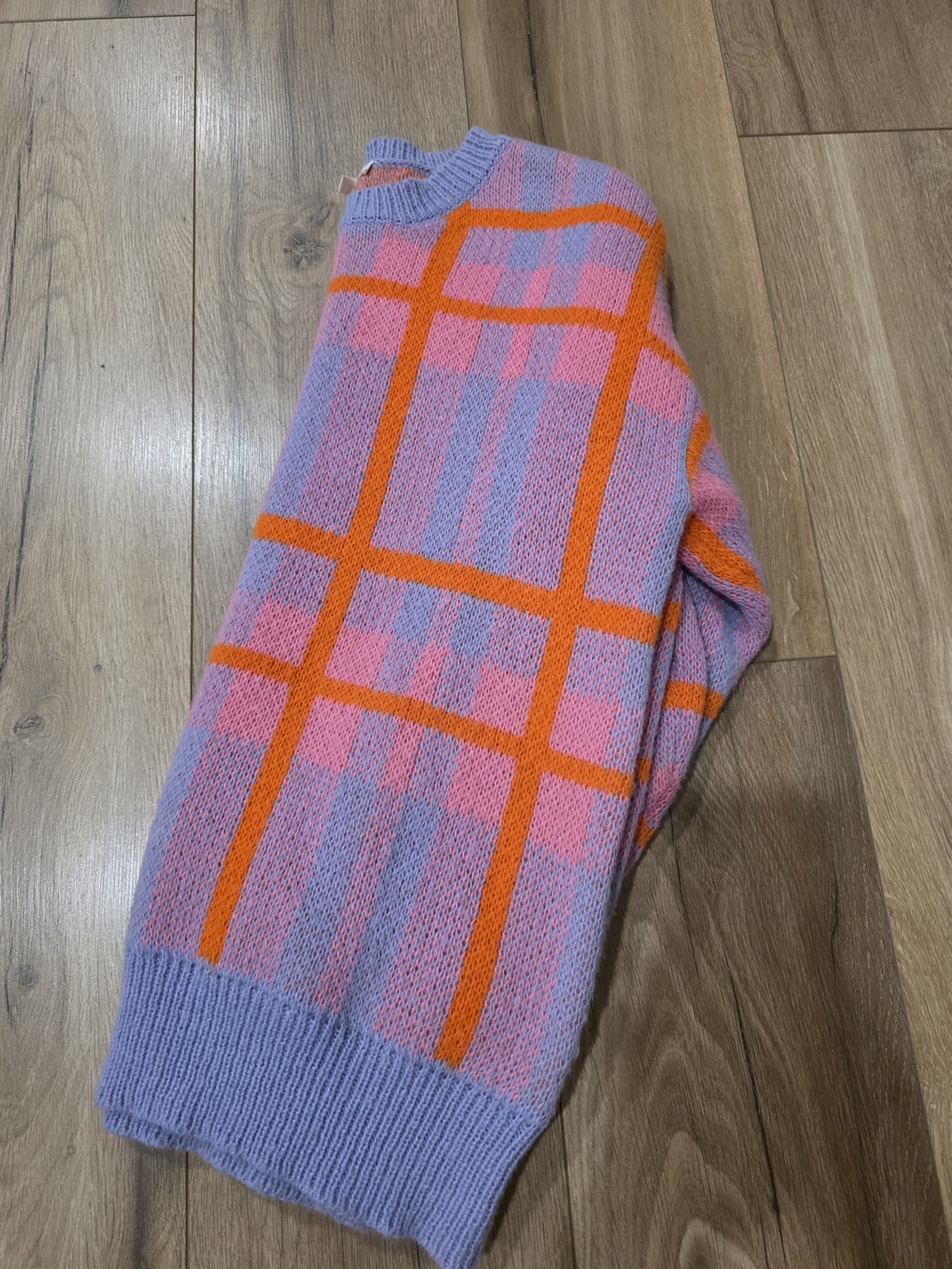 JODIFL Boutique - Lilac Plaid Crewneck Sweater - Picture 5 of 5